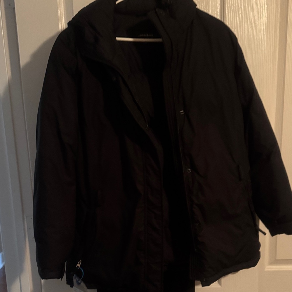 Lands' End Black hooded puffy jacket